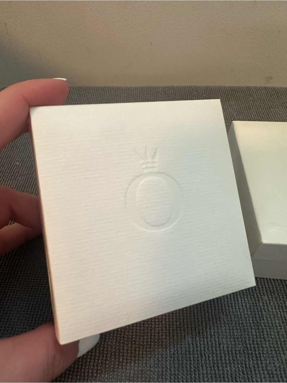 Embossed White Jewelry Box with Crown Logo